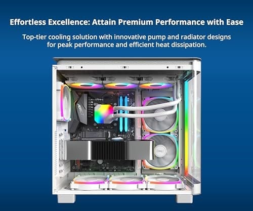 MONTECH HyperFlow ARGB 360 - AIO CPU Sıvı Soğutucu, Intel&AMD Uyumlu, Grafik Üstü Performans, Gelişmiş 3100RPM Su Pompası Tasarımı, 3X Me - Bedenler: 120mm, 360mm, AX 3ü 1 Arada Paket, HyperFlow ARGB