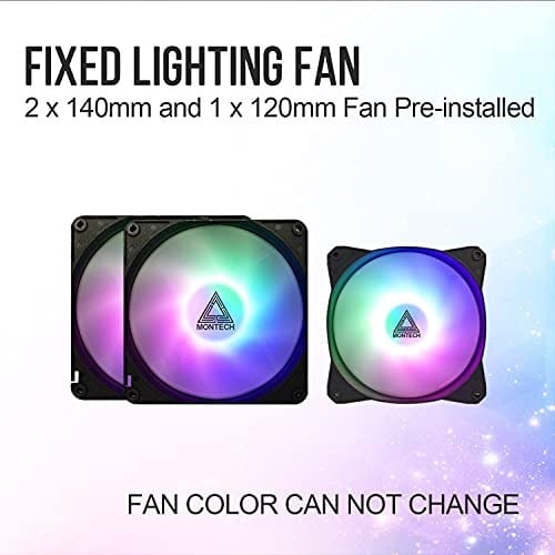 Montech X2 PLUS Siyah mATX/Yüksek Hava Akışı, Mesh Ön Panel, Tam Cam Yan Panel, Önceden Takılmış 2 x 140 mm, 1 x 120 mm ARGB Fanlar/Type C / USB3.0 /