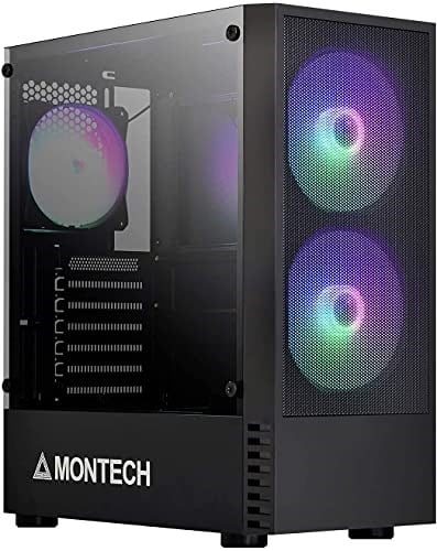Montech X2 PLUS Siyah mATX/Yüksek Hava Akışı, Mesh Ön Panel, Tam Cam Yan Panel, Önceden Takılmış 2 x 140 mm, 1 x 120 mm ARGB Fanlar/Type C / USB3.0 /