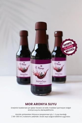Mor Aronya Aronya Suyu 250 ml%100 Doğal aronya meyvelerinden üretilmiş, Mor Aronya Suyu