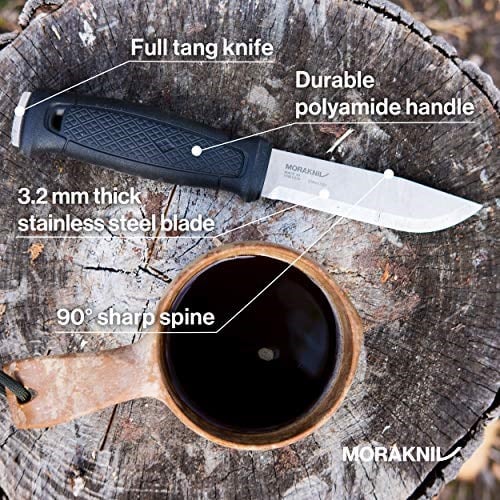 Morakniv Garberg Full Tang Sabit Bıçak Sandvik Paslanmaz Çelik Bıçak 10,9 cm Poli Kılıflı, Siyah