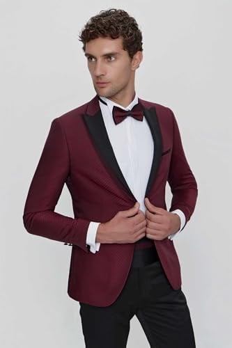 Morven Erkek Koyu Bordo Bolonya Ceremonia Damatlık Smokin