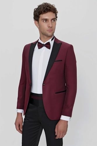 Morven Erkek Koyu Bordo Bolonya Ceremonia Damatlık Smokin