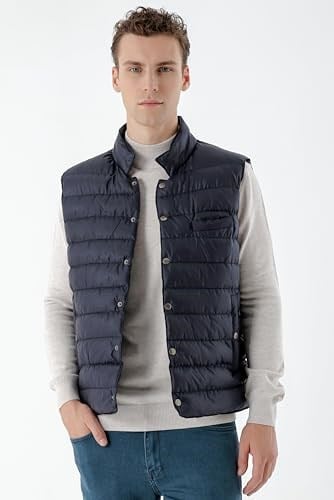 Morven Erkek Lacivert Polyester Çıtçıtlı Kapitone Yelek