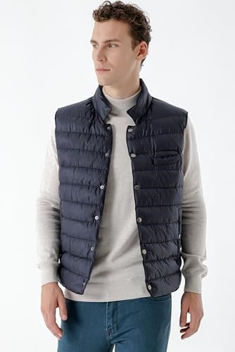 Morven Erkek Lacivert Polyester Çıtçıtlı Kapitone Yelek