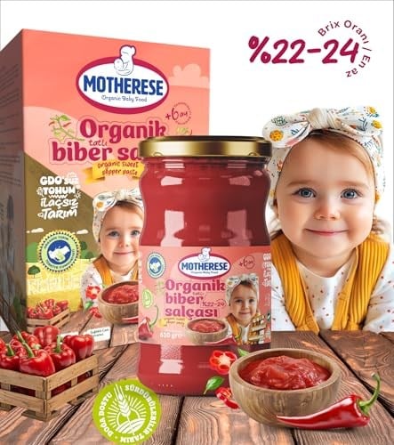 Motherese Organik Tatlı Biber Salçası 610gr - Motherese Organik Bebek Tatlı Biber Salçası 610gr