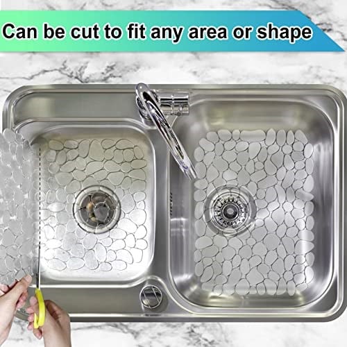 Mototo 2 Paket Mutfak Evyesi Paspası Çakıl Lavabo Paspasları Paslanmaz Çelik Lavabo için, PVC Çevre Dostu Evye Koruyucu, Mutfak Lavabosu, Porselen, Bulaşık ve Cam Eşyalar, Hızlı Boşaltma, 15,8 x 11,8 
