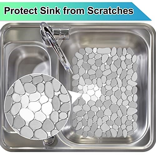 Mototo 2 Paket Mutfak Evyesi Paspası Çakıl Lavabo Paspasları Paslanmaz Çelik Lavabo için, PVC Çevre Dostu Evye Koruyucu, Mutfak Lavabosu, Porselen, Bulaşık ve Cam Eşyalar, Hızlı Boşaltma, 15,8 x 11,8 
