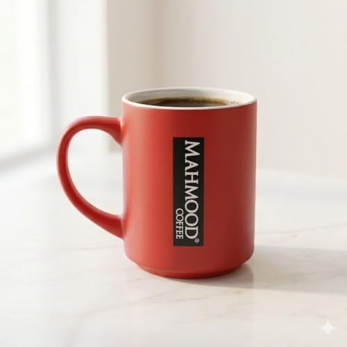 Mottolu Kırmızı Porselen Kupa 300 ml
