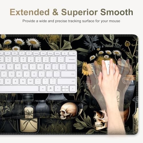 Mouse Pad Bilek Destek Seti: Siyah Academia Bilgisayar Masası Mat, Büyük Mousepad + Klavye ve Fare Bilek Dayanakları + Bardak Altlığı, Ergonomik Masa Pedi Kolay Yazma Ağrı kesici - Mistik Yeşil