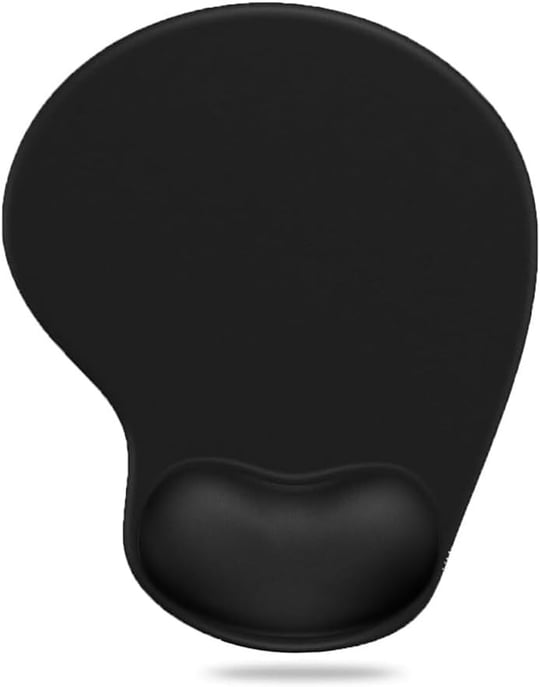 MP01 - Elips Bilek Destekli Mouse Pad | Konforlu, Kaymaz Taban, Ergonomik, Yumuşak, Ev,ofis (Siyah)