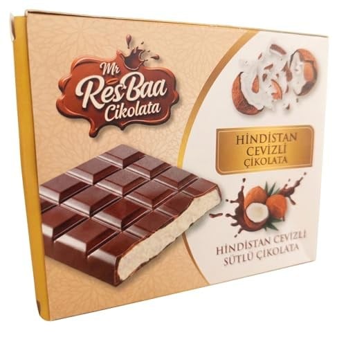 Mr. ResBaa Hindistan Cevizli Sütlü Çikolata, 80 Gr Lüks Premium Ürün Eşsiz Lezzet