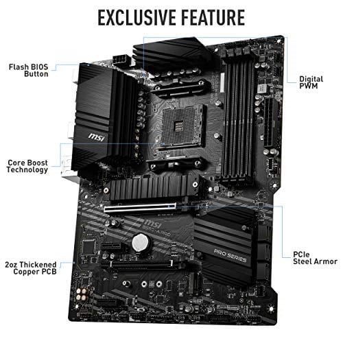 MSI B550-A Pro AM4 DDR4 Bellek 4400(OC) HDMI DP M.2 USB3.2 ATX