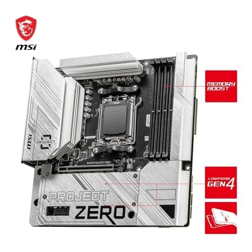 MSI B650M Project Zero AM5 Soket DDR5 7600(OC) MHz mATX Anakart - Seçenekler: B650M PROJECT ZERO, B650M GAMING PLUS WIFI