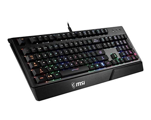 MSI GG VIGOR GK20 TR GAMING KEYBOARD RAINBOW ARKA AYDINLATMA ANTIGHOSTING MEMBRAN SIVI DOKULMESINE DAYANIKLI OYUNCU KLAVYESI TURKCE Q, Siyah