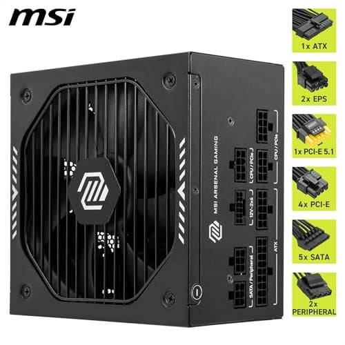 MSI MAG A750GLS PCIE5 ATX V3.1 750W PCIE 5.1 READY 80+ GOLD POWER SUPPLY
