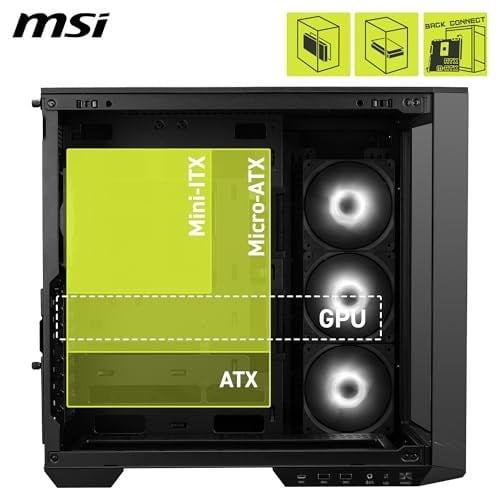 MSI MAG PANO 100R PZ Temperli Cam 3x120mm 1x120mm ARGB Fan ATX Panoramik Gaming Bilgisayar Kasası