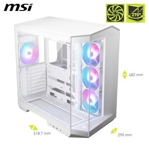 MSI MAG PANO 100R PZ WHITE Temperli Cam 3x120mm 1x120mm ARGB Fan ATX Beyaz Panoramik Gaming Bilgisayar Kasası - Seçenekler: 100R PZ Beyaz, M100R PZ Beyaz, 110R PZ Beyaz, 130R PZ Beyaz