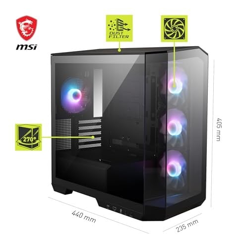 MSI MAG PANO M100R PZ TEMPERLİ CAM 3X120MM 1X120MM ARGB FAN MATX PANORAMİK GAMİNG BİLGİSAYAR KASASI