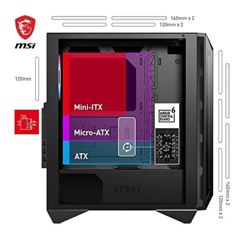 MSI MPG GUNGNIR 110R USB 3.2 Temperli Cam ATX Mid-Tower Gaming (Oyuncu) Kasa