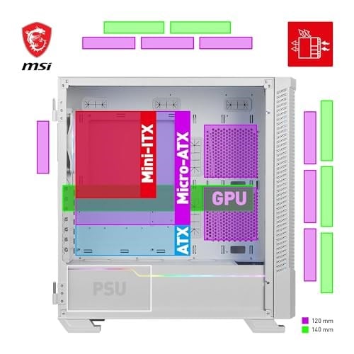 MSI MPG Velox 100R 4x120mm ARGB Fan Temperli Cam USB 3.2 Type-C ATX Mid-Tower Beyaz Gaming (Oyuncu) Kasa