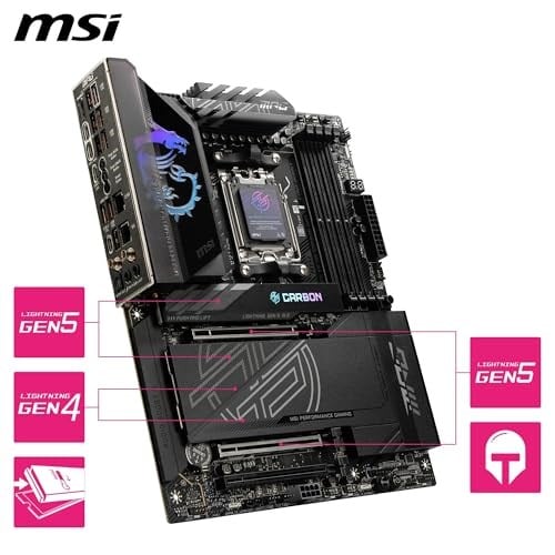 MSI MPG X870E CARBON WIFI AM5 DDR5 8400MHZ(OC) USB4 4x M.2 HDMI 5G LAN 2.5G LAN WIFI 7 RGB ATX