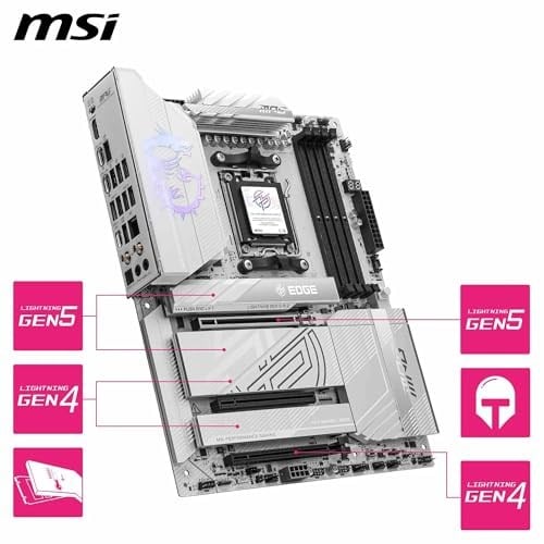 MSI MPG X870E EDGE TI WIFI AM5 DDR5 8400MHZ(OC) USB4 4x M.2 HDMI 5G LAN WIFI 7 RGB ATX
