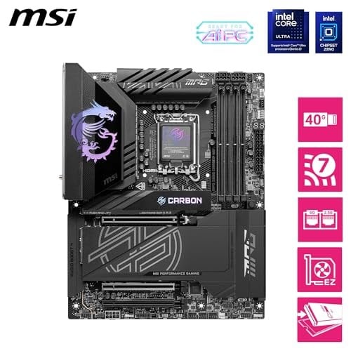 MSI MPG Z890 CARBON WIFI SOKET 1851 DDR5 9200MHZ(OC) USB 20Gbps 5xM.2 2xTB4 HDMI DISPLAY 1x5G 1x 2,5 LAN WIFI 7 ATX