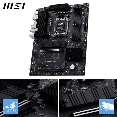 MSI PRO B850-S WIFI6E, AM5 Anakart, DDR5 8200MHz(OC), HDMI DP, 2x M.2, USB 10Gbps, 2.5G LAN, Wi-Fi 6E, ATX