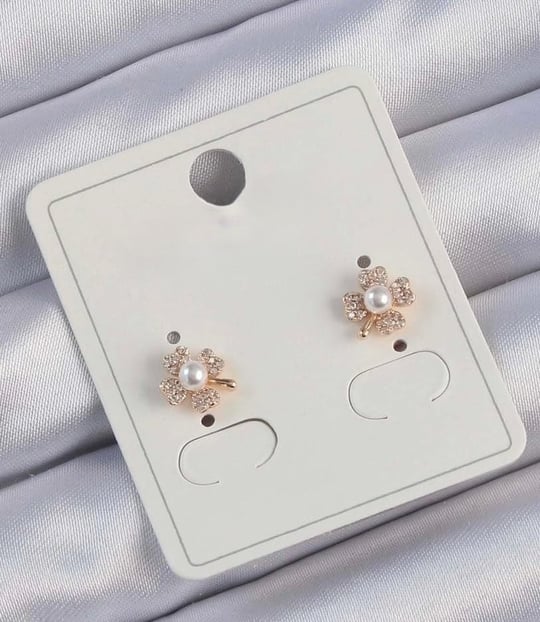 MT STORE 01 Rose Renk Zirkon Taşlı İncili Yonca Küpe