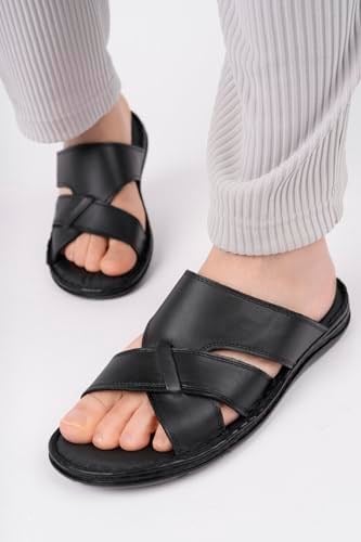 Muggo Erkek Sandal Muggo Eco Garantili Erkek Günlük Hakiki Deri Rahat Yumuşak Taban Ortopedik Terlik