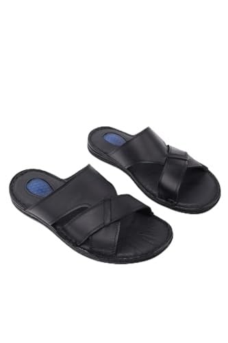 Muggo Erkek Sandal Muggo Eco Garantili Erkek Günlük Hakiki Deri Rahat Yumuşak Taban Ortopedik Terlik