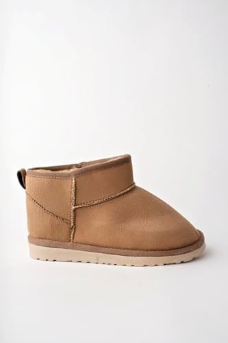 Muggo SNOW Garantili Unisex Çocuk Kalın Taban İçi Tüylü Günlük Mini Yarım Bot