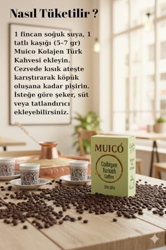 Muico Geleneksel Öğütülmüş Kolajen Türk Kahvesi– Kolajen Peptit & Hindiba Ekstraktlı 200 gr