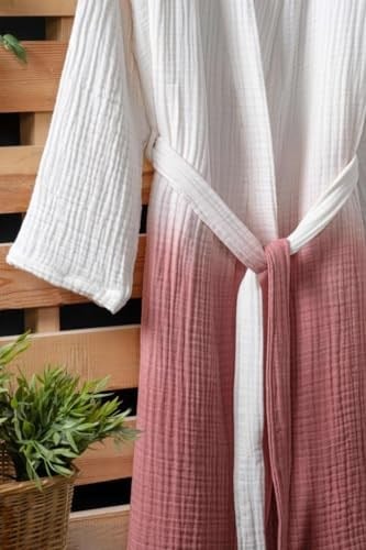 Mulberry Osimhen Müslin Gölgeli Bornoz%100 Pamuk Kırmızı L/Xl