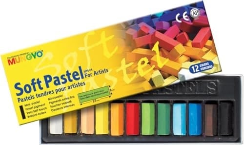 Mungyo MPS-12 Pastel Boya Yumuşak Köşeli 1/2 Toz Pastel, 12 Renk - Seçenekler: 12 Renk, 48 Renk, 64 Renk