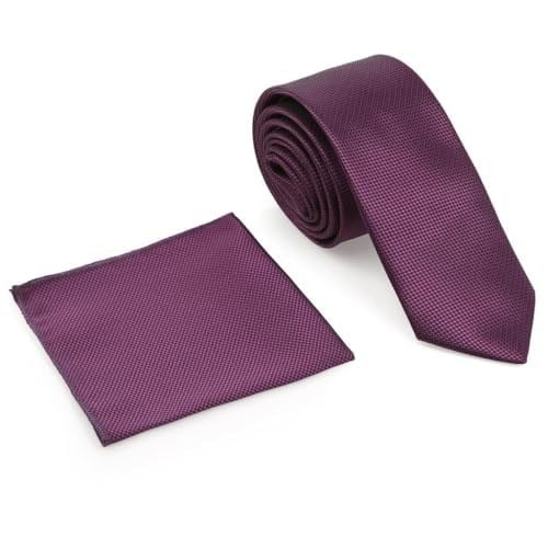 Mürdüm Oxford Model Mendilli Slim Kravat- MKAS-10