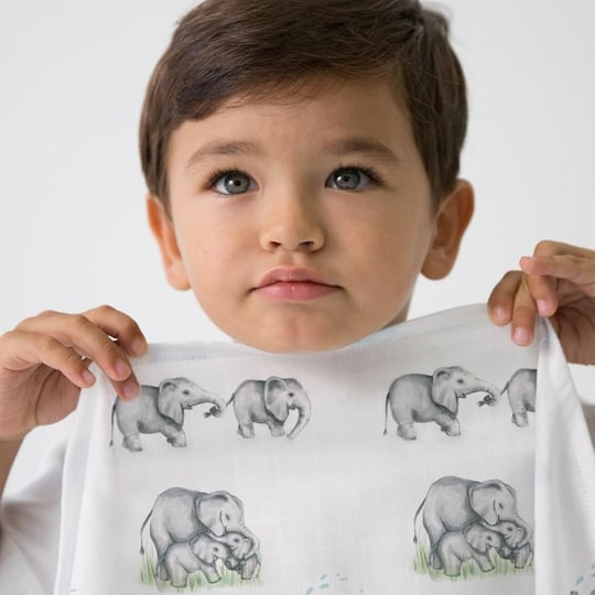 Müslin Bebek Örtüsü - Les Êlêphants 100x100 cm MUSLIN-LEL-100100