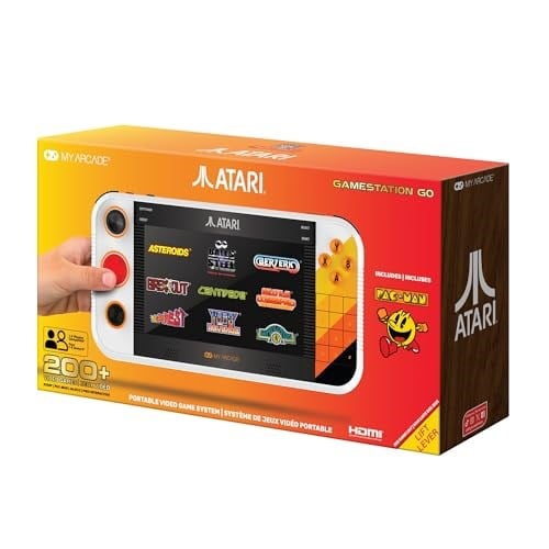 My Arcade Atari Gamestation Go: Rechargeable Battery, Over 200+ Preloaded Retro Video Games Including Pac-Man, Atari: Recharged and Balls of Steel, WiFi, Smartglow, 7 inch Display, Arcades
