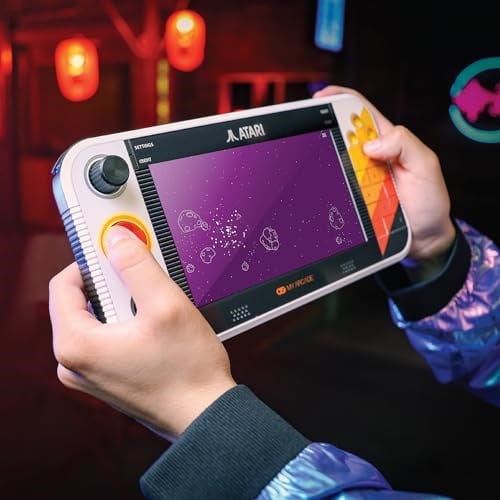 My Arcade Atari Gamestation Go: Rechargeable Battery, Over 200+ Preloaded Retro Video Games Including Pac-Man, Atari: Recharged and Balls of Steel, WiFi, Smartglow, 7 inch Display, Arcades