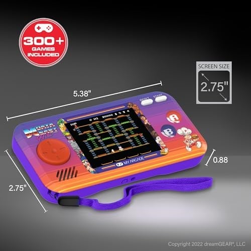 My Arcade Data East Pocket Player: 308 Önceden Yüklenmiş Retro Oyunlarla Taşınabilir Oyun Sistemi, 2.7 inç Renkli Ekran, Hoparlörler (DGUNL-4127),Mor