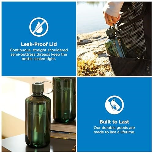 Nalgene Sustain Tritan BPA İçermeyen Su Şişesi,%50 Plastik Atık, 32 oz, Dar Ağız, Yeşim Taşı