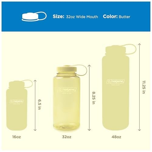 Nalgene Sustain Tritan BPA içermeyen su şişesi,%50 plastik atıktan, 900 ml, geniş ağızlı, tereyağı