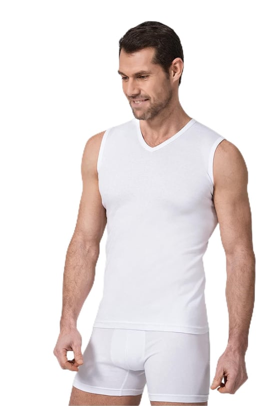 Namaldı 2 Adet Beyaz Renk Kolsuz V Yaka Ribana Atlet Beyaz M