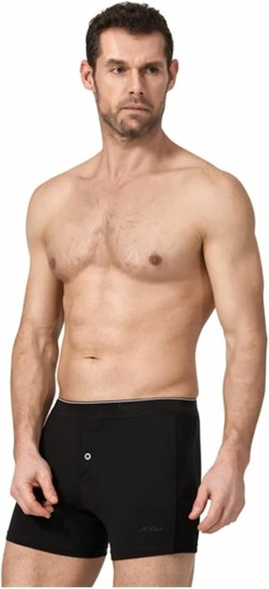 Namaldı 3 Adet Siyah Renk Düğmeli Likralı Boxer Siyah XL