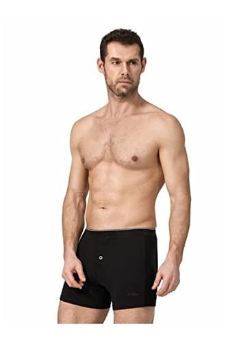 Namaldı 3 Adet Siyah Renk Düğmeli Likralı Boxer Siyah XL