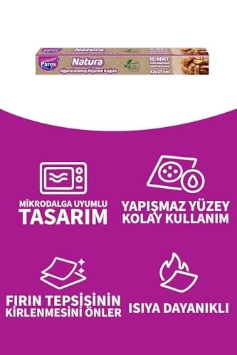 Natura 3 Adet Ağartılmamış Organik Hazır Kesilmiş Pişirme Kağıdı 10lu
