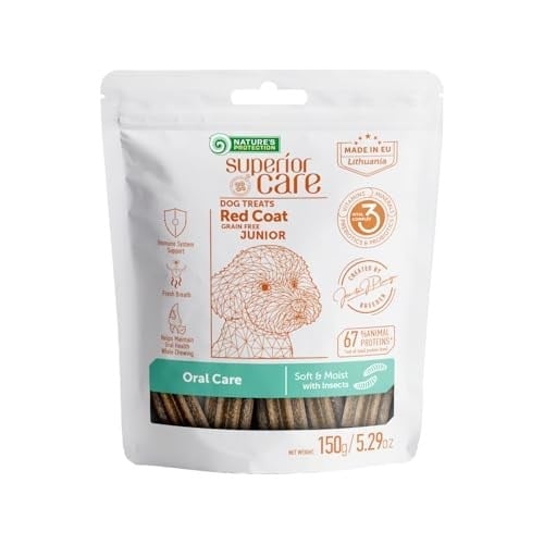Nature’s Protection Superior Care Kızıl Tüylü Yavru Köpekler İçin Böcek Proteinli Diş Eti & Ağız Bakım Köpek Ödülü 150g