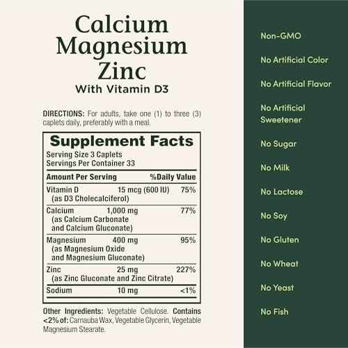Natures Bounty Calcium Magnesium Zinc + D3 1 Paket(1 x 1 Stück)