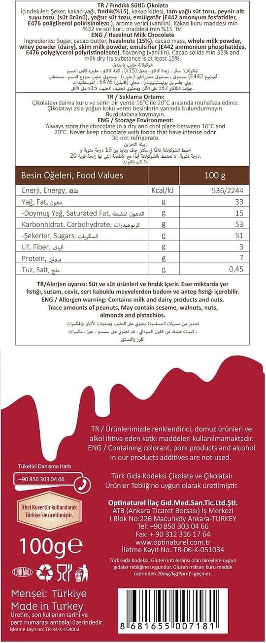 Naturpy Sütlü Çikolata 100 Gr